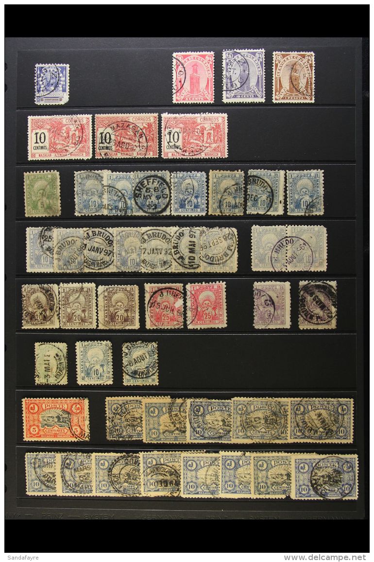 LOCAL POSTS STAMPS 1891-1900 USED ACCUMULATION Presented On A Stock Page. Includes FEZ A MEKNES 1897 Perf... - Andere & Zonder Classificatie