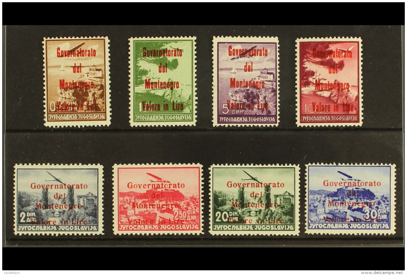 ITALIAN OCCUPATION 1942 "Governatorato Del Montenegro / Valore In Lire" Complete Set With Overprints In Red, On... - Montenegro