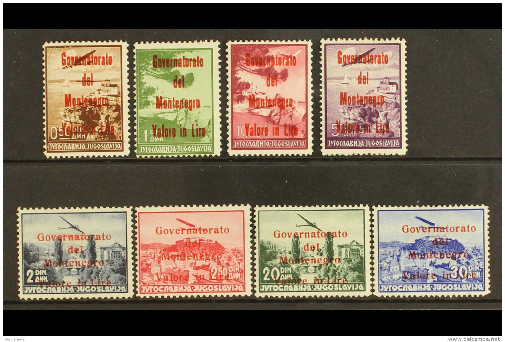 ITALIAN OCCUPATION 1942. Air "Governatorato" Red Opt'd Set (all Signed), Sass 18/25, Fine Mint (8 Stamps) For More... - Montenegro