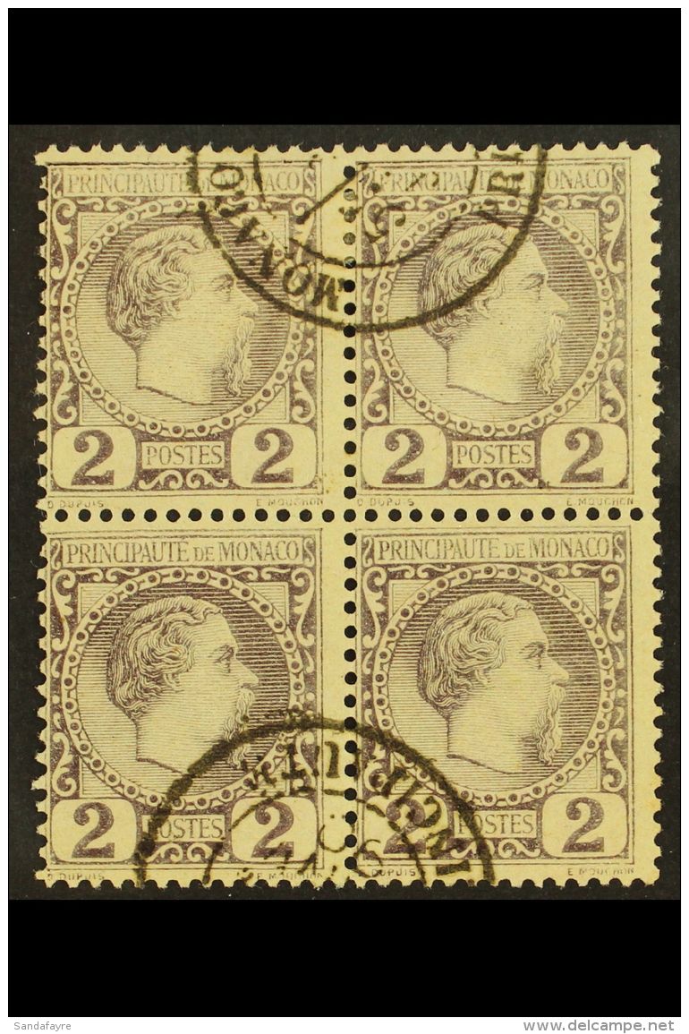 1885 2c Dull Lilac (Yvert 2, SG 2), Fine Cds Used BLOCK Of 4, Scarce. (4 Stamps) For More Images, Please Visit... - Other & Unclassified