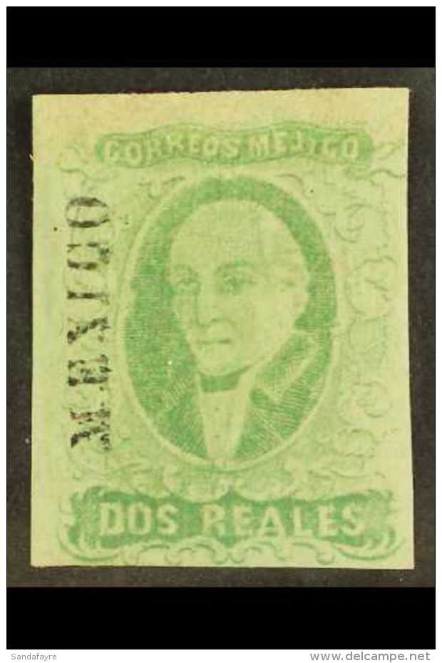1856 2r Emerald Imperf Hidalgo With District Name, SG 3 Or Scott 3b, Fine Mint With Three Large Margins And Lovely... - Mexico