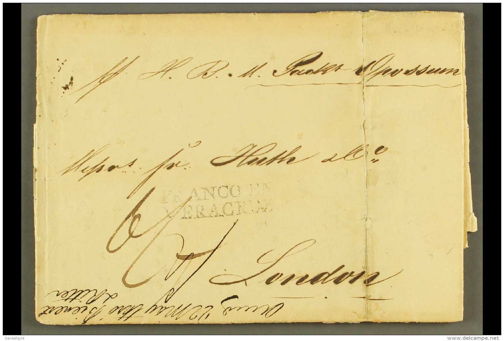 1833 (1 Apr) Entire Letter To England, Bearing Two-line "FRANCO EN / VERACRUZ" Mark, On Reverse London Dated "FPO... - Mexiko