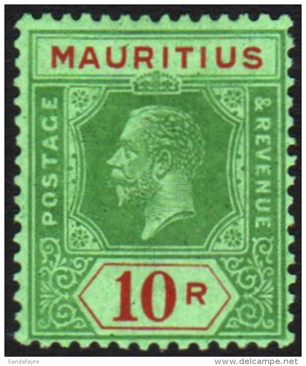 1921-34 10r Green &amp; Red On Emerald, Die II, Wmk Script CA, SG 241, Fine Mint. For More Images, Please Visit... - Mauritius (...-1967)
