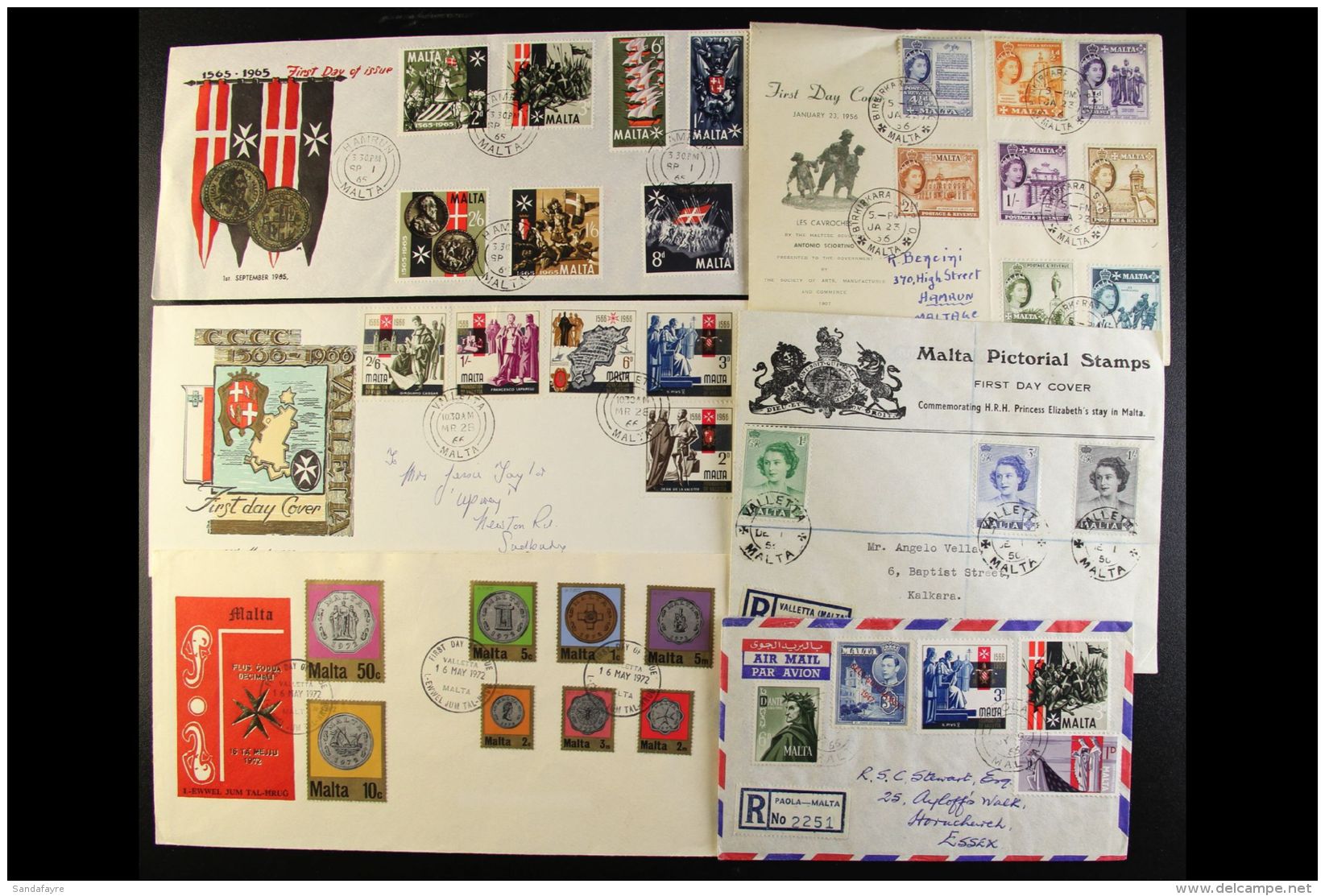 1953-70s QEII COVERS &amp; CARDS ACCUMULATION A Most Interesting Hoard In A Box File. Includes A Plethora Of First... - Malta (...-1964)