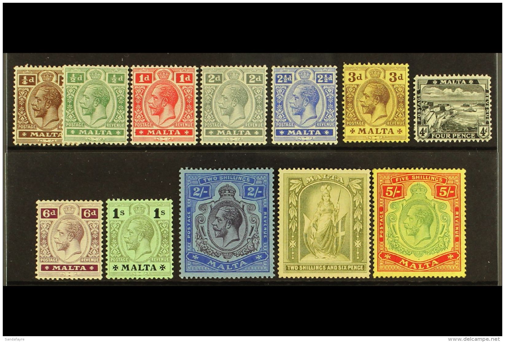 1914-21 (watermark Multiple Crown CA) Definitives Complete Set, SG 69/88, Very Fine Mint. (12 Stamps) For More... - Malta (...-1964)