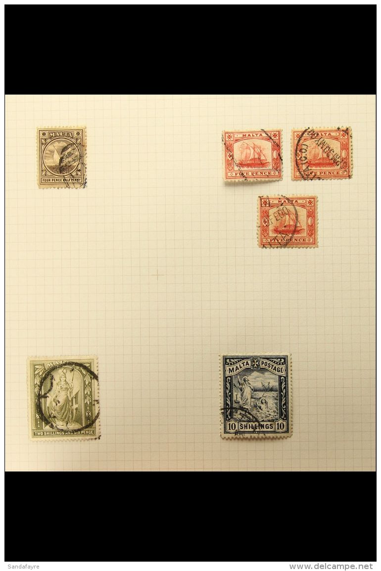 1899 - 1901 USED PICTORIALS Fine Used Range Incl Complete Set To 10s With Additional 5d Vermilion (2), Additional... - Malta (...-1964)