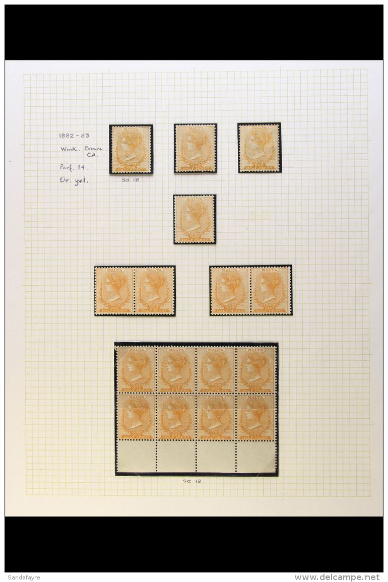 1882-84 HALFPENNY ISSUE A Fine Mint Or Used Group With &frac12;d Orange-yellow X8 Mint Incl Two Pairs, &frac12;d... - Malte (...-1964)