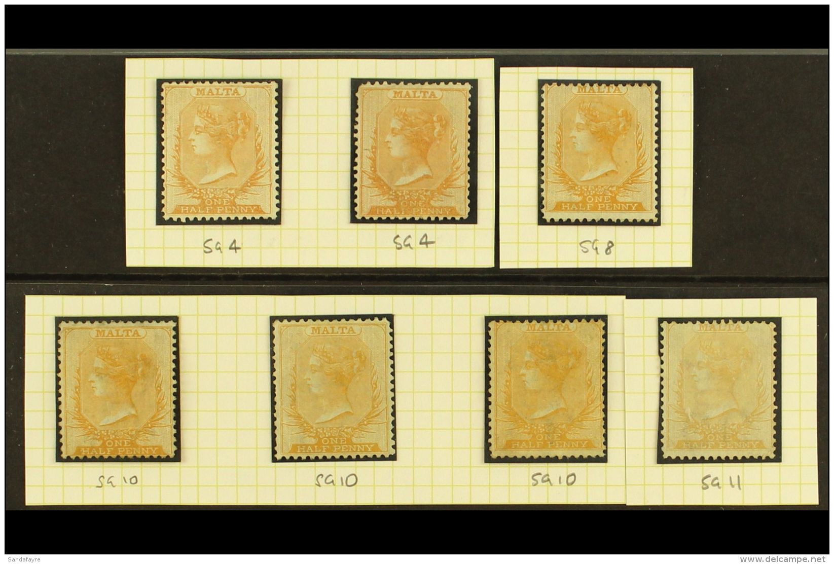 1863-81 HALFPENNY SHADES A Fine Unused Group With &frac12;d Buff (SG 4) X2, &frac12;d Orange-buff (SG 8),... - Malta (...-1964)