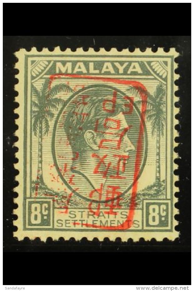 GENERAL ISSUES 1942 (3 Apr) 8c Grey Of Straits Settlements With Red Overprint With OVERPRINT INVERTED, SG J151... - Sonstige & Ohne Zuordnung
