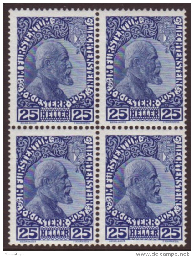 1912 25h Blue On Surfaced Paper, Michel 3x, Superb NEVER HINGED MINT BLOCK OF FOUR.  Signed Sorani. For More... - Andere & Zonder Classificatie