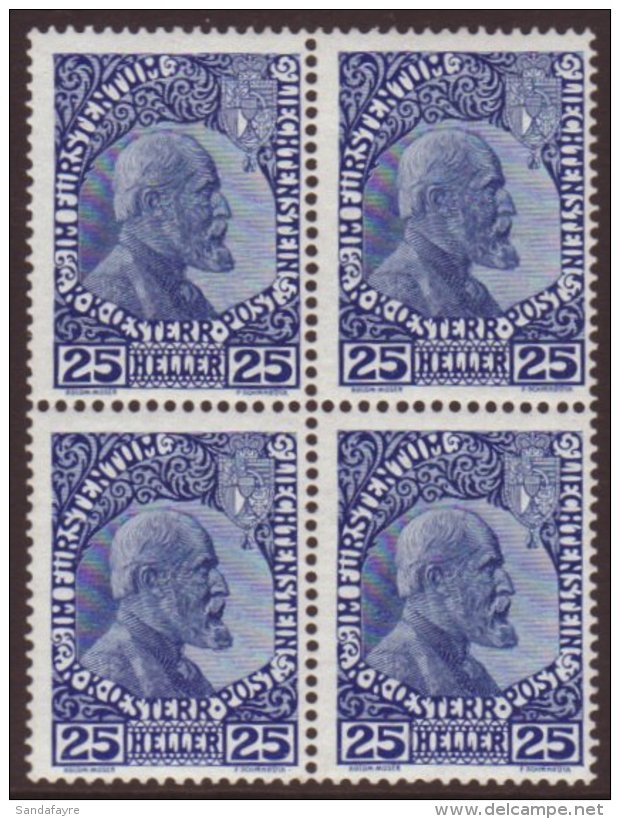 1912 25h Blue On Surfaced Paper, Michel 3x, Superb NEVER HINGED MINT BLOCK OF FOUR.  Signed Sorani. For More... - Other & Unclassified