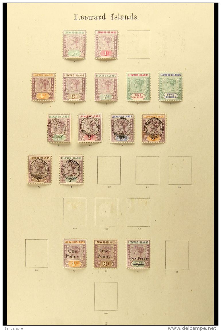 1890-1907 FINE MINT COLLECTION On Pages, ALL DIFFERENT, Inc 1890 Set (ex 2&frac12;d), 1897 Jubilee Opts Set To 7d,... - Leeward  Islands