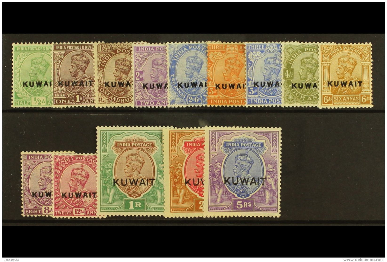 1923-23 Overprints On India Set Complete To 5r, SG 1/14, Fine Mint. (14 Stamps) For More Images, Please Visit... - Koweït