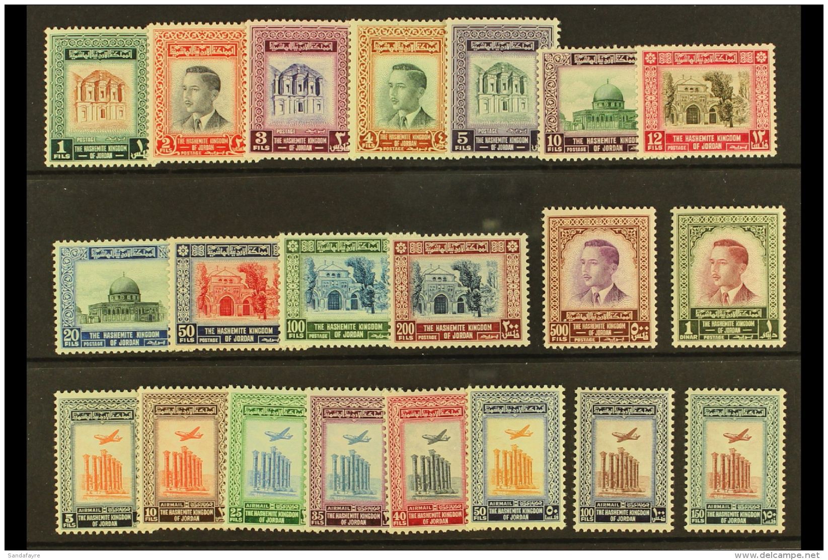 1954 Complete Postage And Air Sets, No Watermark, SG 419/431 Plus 432/439, Never Hinged Mint. (21 Stamps) For More... - Jordanië