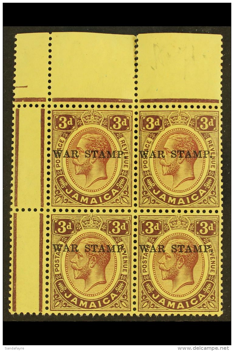 1916 3d Purple On Yellow (white Back) "War Stamp" Overprint, SG 69, Fine Mint (all Stamps Are Never Hinged) Corner... - Jamaïque (...-1961)