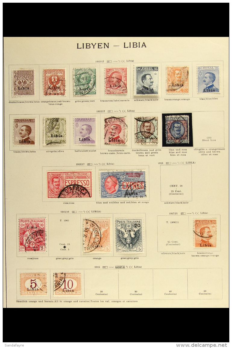 LIBYA 1912 - 1922 Mint And Used Collection With 1912 Overprints Including 15c Grey Unused, 5L Blue And Rose Used,... - Andere & Zonder Classificatie