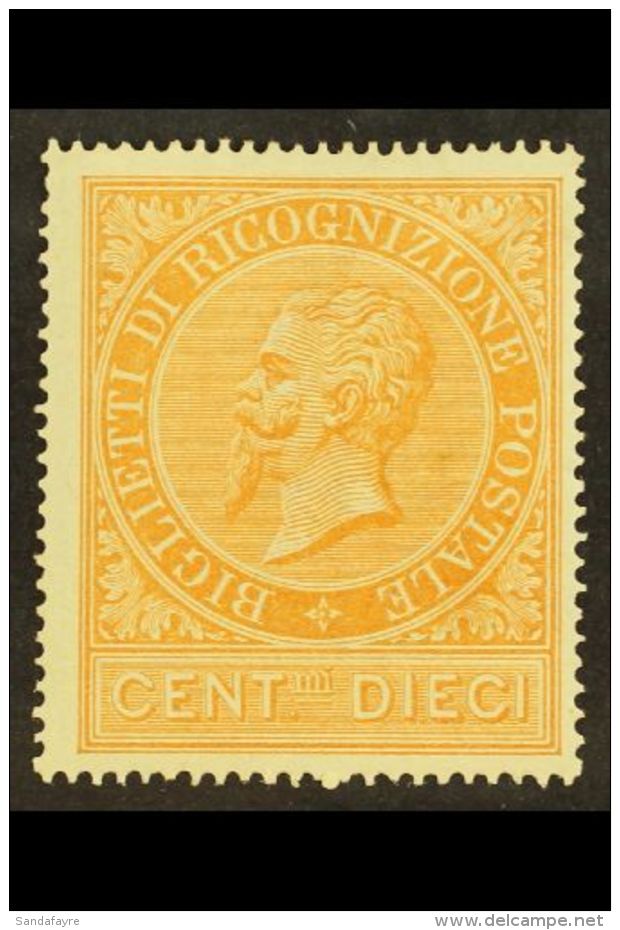 POSTAL RECOGNITION STAMP 1874 10c Orange-ochre, Sassone 1, Fine And Fresh Mint. Cat &euro;200 (&pound;150) For... - Unclassified