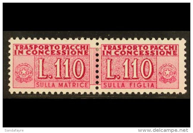 PARCELS CONCESSION 1955 110Lire Lilac Rose, Sass 12, Very Fine Mint. Cat &euro;250 (&pound;190) For More Images,... - Unclassified