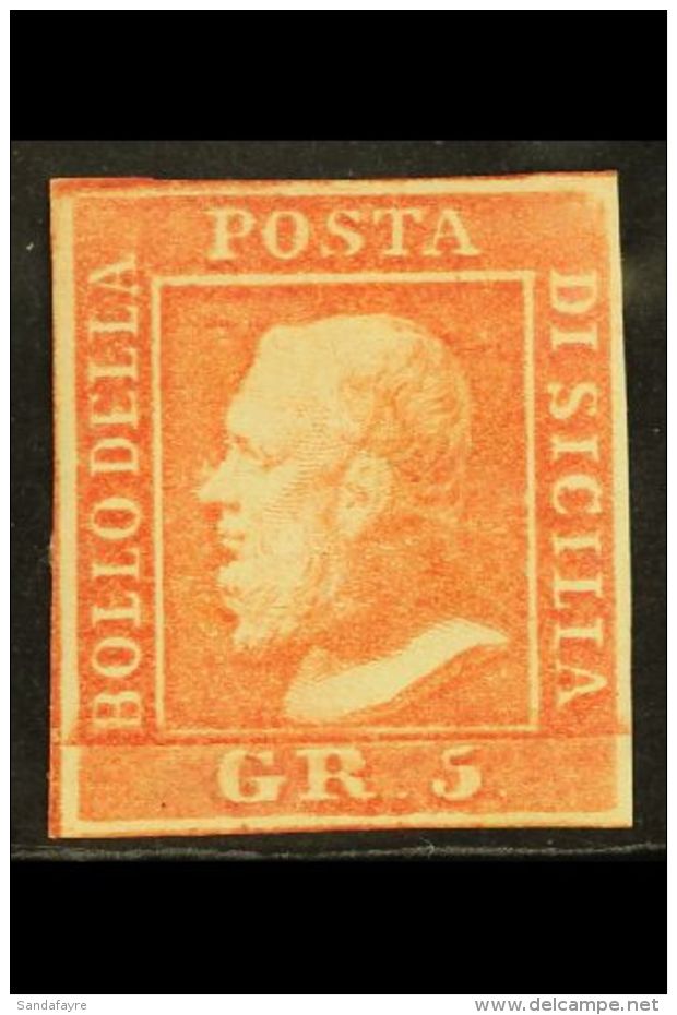 SICILY 1859 5gr Light Vermilion, Plate 1, Sass 10, Very Fine Mint With Even Colour And Clear Margins All Round.... - Unclassified