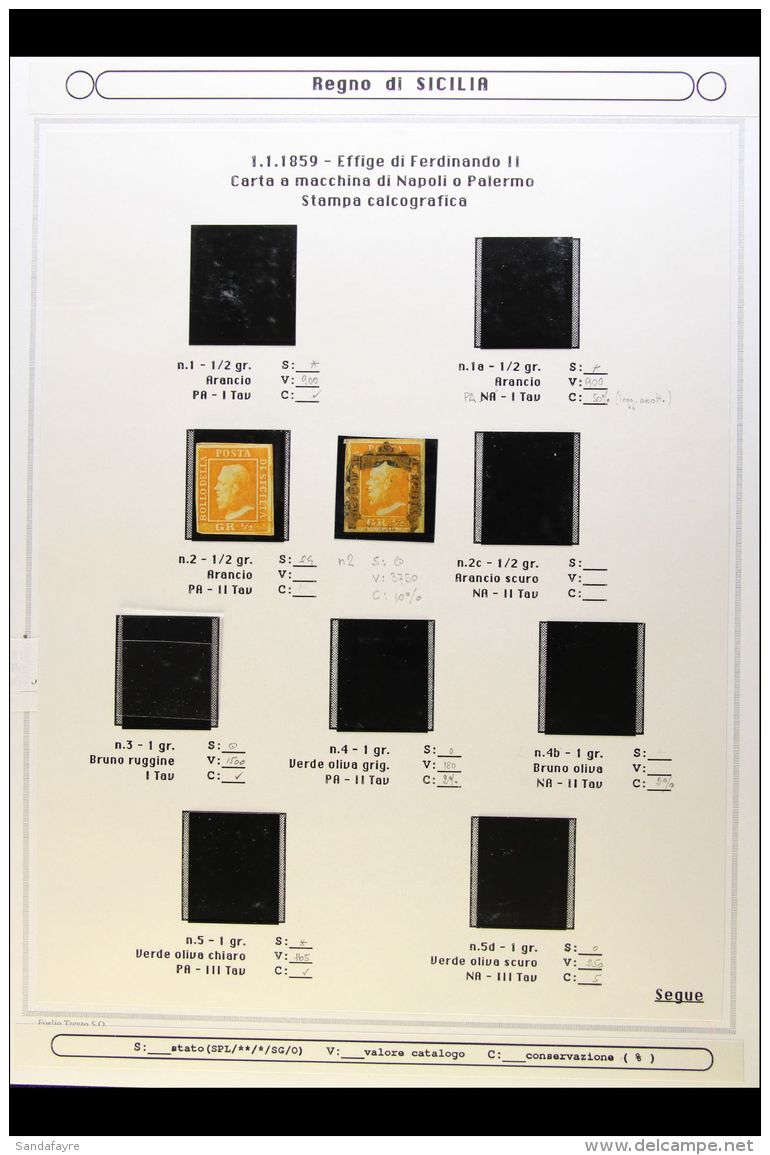 SICILY 1859 Ferdinand Selection With &frac12;gr Orange Mint No Gum, And Used (faults) 2gr Blue (2) Incl A Deep... - Unclassified