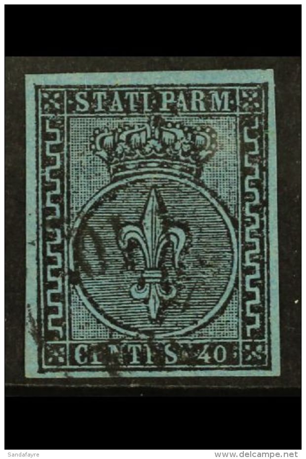 PARMA 1852 40c Black On Blue, Sassone 5, Superb Used With Four Good Margins And Light Cancel. 2012 Sorani Photo... - Non Classés