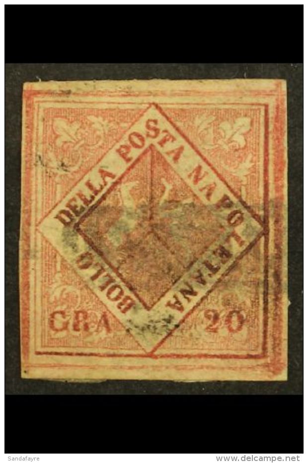 NAPLES 1858 20g Lilac Rose, Sass 12a, Very Fine Used With 4 Large Neat Margins Showing All Outer Frame Lines... - Ohne Zuordnung