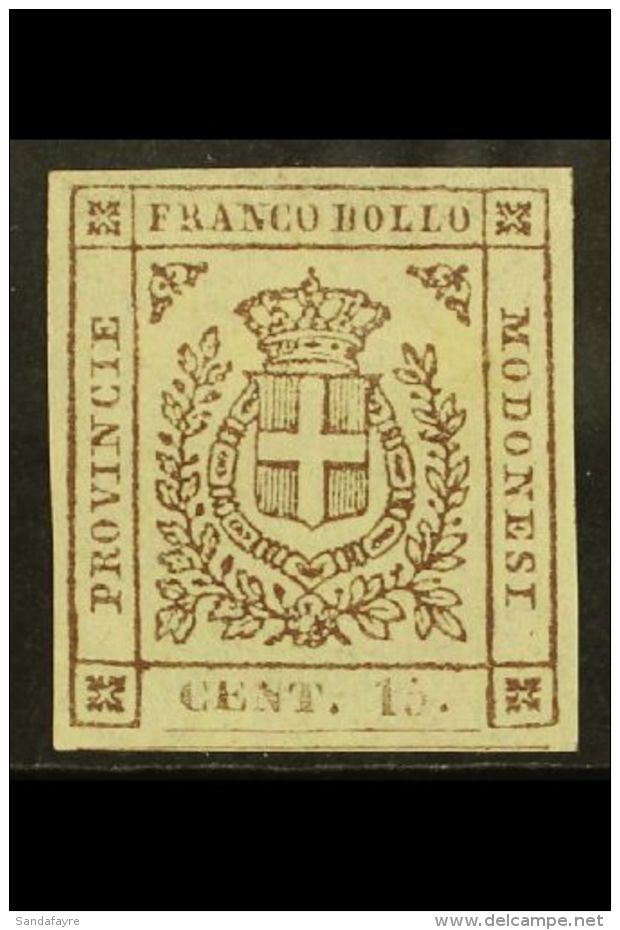 MODENA 1859 15c Brown, Sass 13, Superb Mint No Gum. Beautiful Stamp With Large Margins All Round. Signed. Cat Sass... - Zonder Classificatie