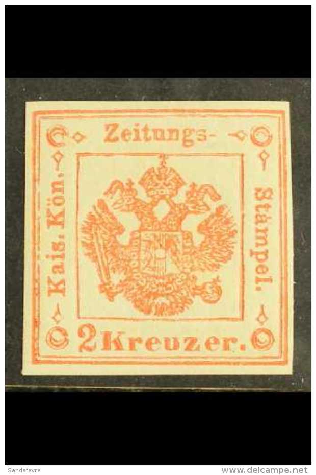 LOMBARDY VENETIA 1858 2Kr Vermilion Newspaper Postage Due, Sass 3, Superb Mint Og With Crisp Impression And Clear... - Ohne Zuordnung