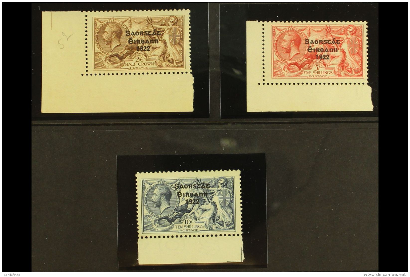 1925-8 Sea Horses With Narrow Setting Dates, Overprint In Black Ink, Complete Set, SG 83/5, Never Hinged Mint (3).... - Other & Unclassified