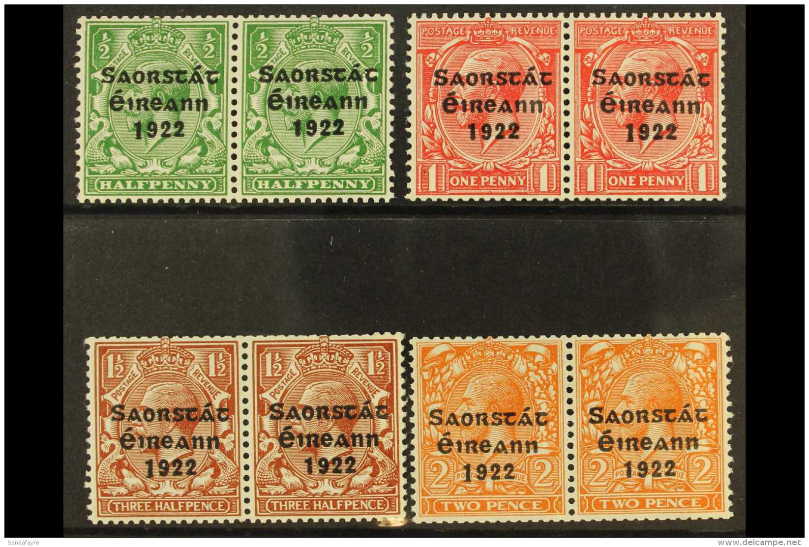 1922-23 Harrison Overprint For Coils Complete Set Of Horizontal Pairs, Each Pair With One Stamp Showing LONG "1"... - Autres & Non Classés