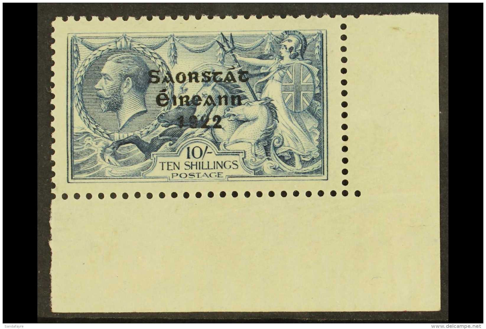 1922 - 23 10s Dull Grey Blue Seahorse, SG 66, Lower Right Corner Copy (Row 10/4), Showing WEAK ACCENT, Hib. T61g,... - Autres & Non Classés