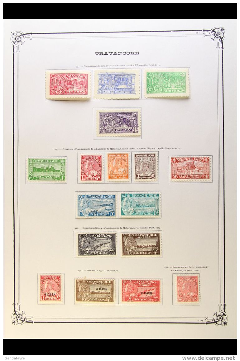 TRAVANCORE 1888-1949 Clean Mint And Used Collection On Printed Album Pages, Includes A Good Range Of The Early... - Other & Unclassified