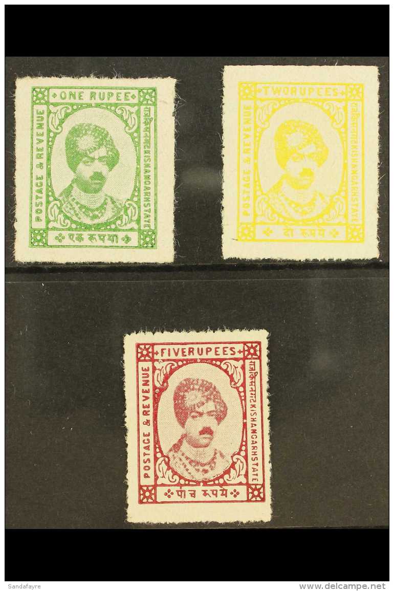 KISHANGARH 1928-36 1r Light Green, 2r Lemon-yellow, And 5r Claret, Pin-perf Issues, SG 78/80, Fine Unused Without... - Sonstige & Ohne Zuordnung