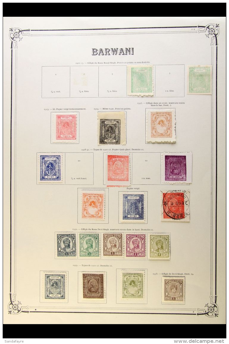 BARWANI 1921-38 Mostly Mint Collection On An Old Album Page, Includes 1921 &frac12;a Green X2, 1923 &frac14;a... - Sonstige & Ohne Zuordnung