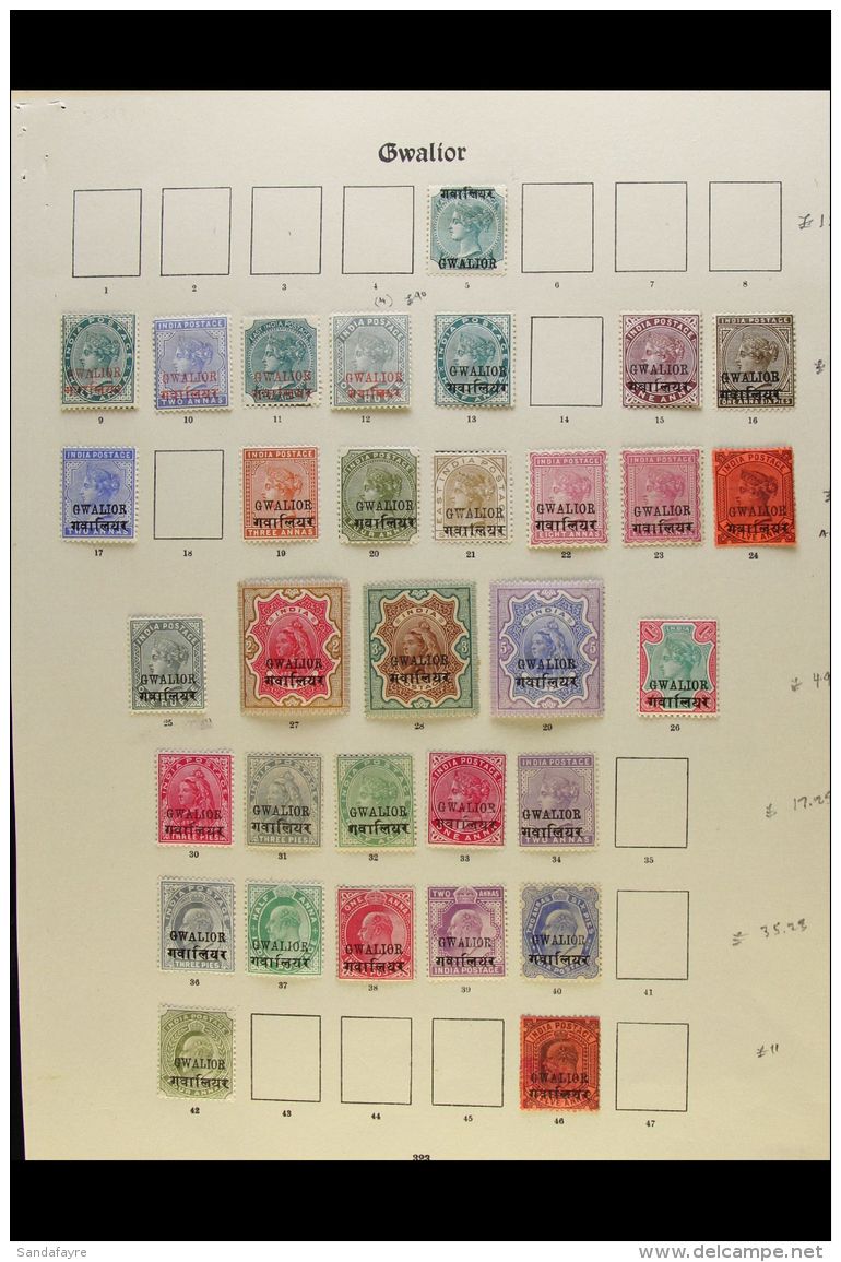 QV TO KGV MINT All Different Collection On Printed Leaves, Generally Fine/very Fine Condition. With GWALIOR From... - Other & Unclassified