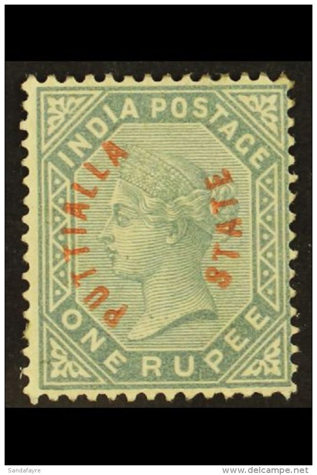 PATIALA 1884 (curved Red Overprint) 1R Slate, SG 6, Fine Mint. For More Images, Please Visit... - Andere & Zonder Classificatie