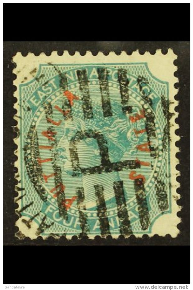 PATIALA 1884 (curved Red Overprint) 4a Green, SG 4, Fine Used. For More Images, Please Visit... - Sonstige & Ohne Zuordnung
