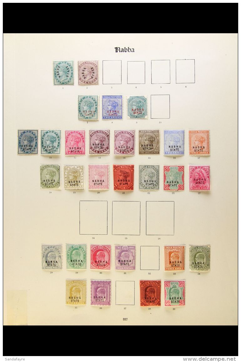 NABHA 1885-1937 MINT COLLECTION On Imperial Pages Including 1885 &frac12;a &amp; 1a, 1885-1900 Set To Both 1r,... - Autres & Non Classés