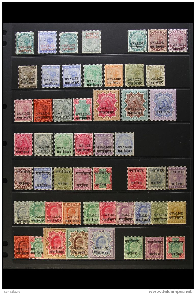 GWALIOR 1885-1911 MINT COLLECTION On A Stock Page. An All Different Collection With QV 1885 Red Opt'd Range To 1r,... - Sonstige & Ohne Zuordnung