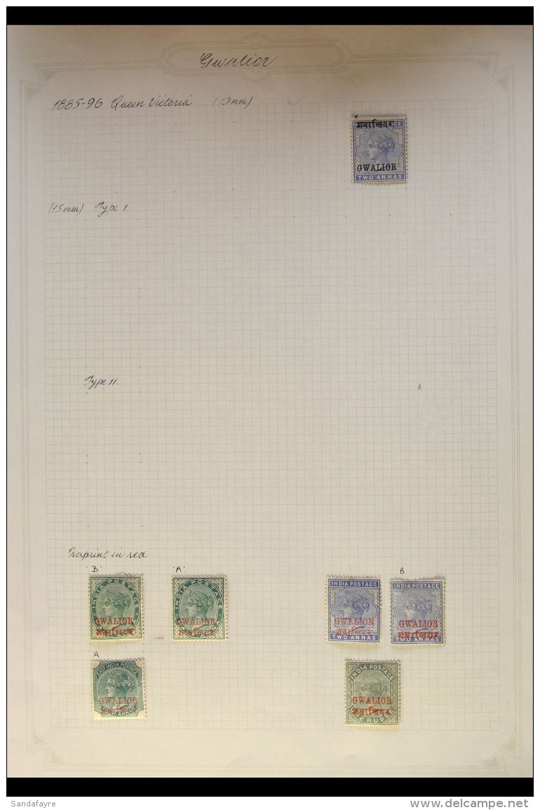 GWALIOR 1885-1949 ATTRACTIVE MINT COLLECTION Written Up On Album Pages, Mostly Fine Condition. Note 1885 (May) 2a... - Other & Unclassified