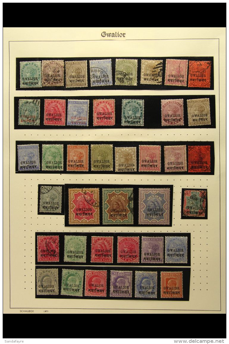 GWALIOR 1885-1936 Mint And Used Collection On Album Pages, Includes 1885-97 Good Queen Victoria Range To 3r Used... - Other & Unclassified