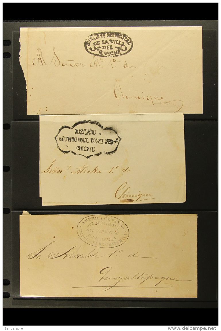 EARLY OFFICIAL GOVERNMENT STAMPLESS COVERS A Circa 1800 To 1850 Group Of Undated "fold Over" Type Envelope Covers,... - Guatemala