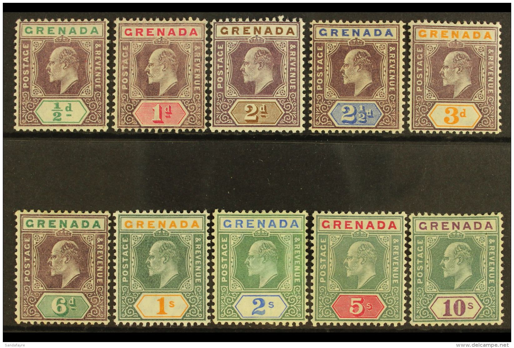 1904 Ed VII Set Complete, Wmk MCA, SG 67/76, Very Fine Mint. (10 Stamps) For More Images, Please Visit... - Grenade (...-1974)