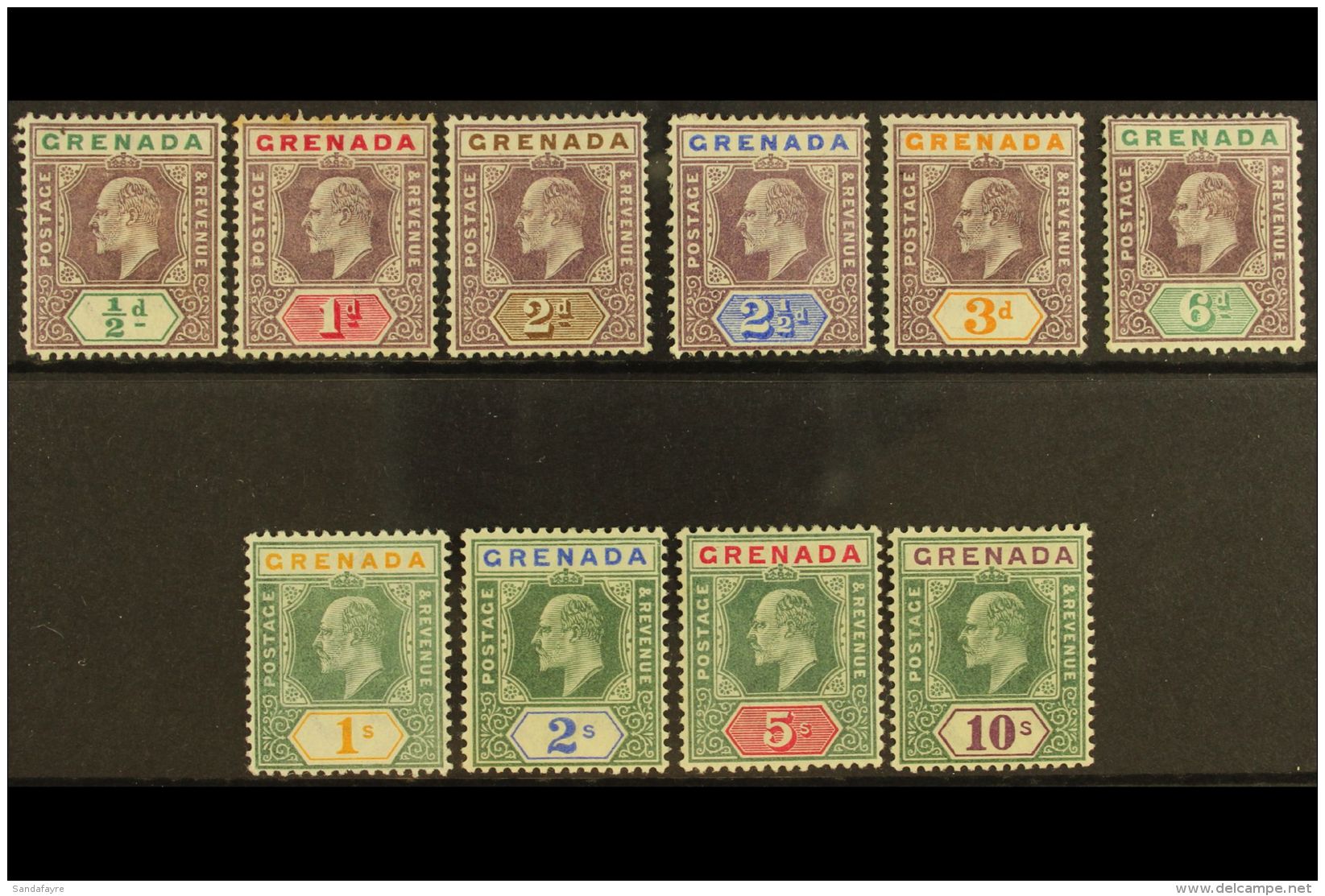 1902 Ed VII Set Complete, Wmk CA, SG 57/66, Very Fine Mint. (10 Stamps)  For More Images, Please Visit... - Grenada (...-1974)