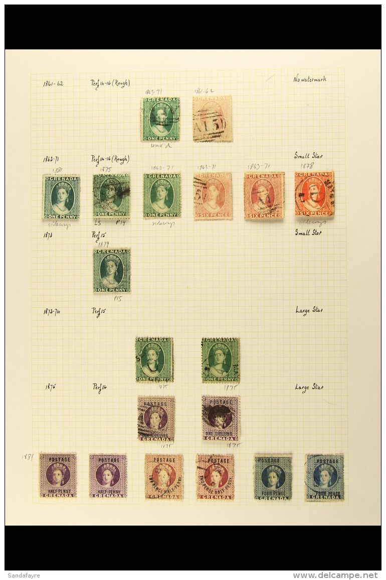 1861-1951 MINT &amp; USED COLLECTION On Leaves, Inc 1861-62 6d, 1863-71 1d (x2) &amp; 6d (x2), 1878 6d And 1879 1d... - Grenada (...-1974)