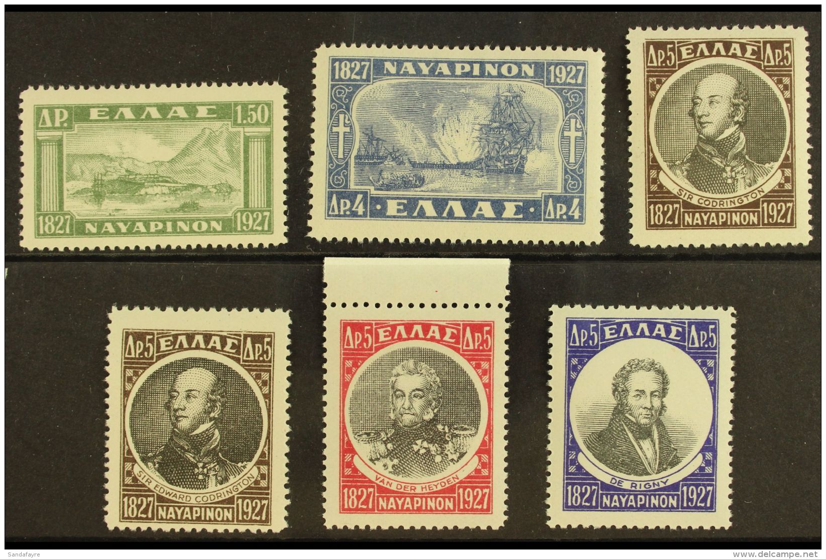 1927-28 Battle Of Navarino Set (Michel 321/23, SG 427/32), Fine Never Hinged Mint, Very Fresh. (6 Stamps) For More... - Other & Unclassified