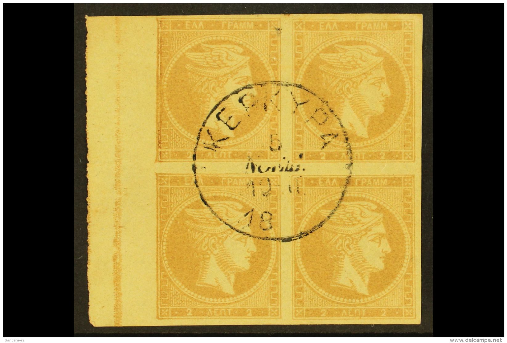 1875-80 2L Bistre Large Hermes On Cream Paper (Michel 48, SG 46), Fine Cds Used Marginal BLOCK Of 4 Cancelled By... - Other & Unclassified