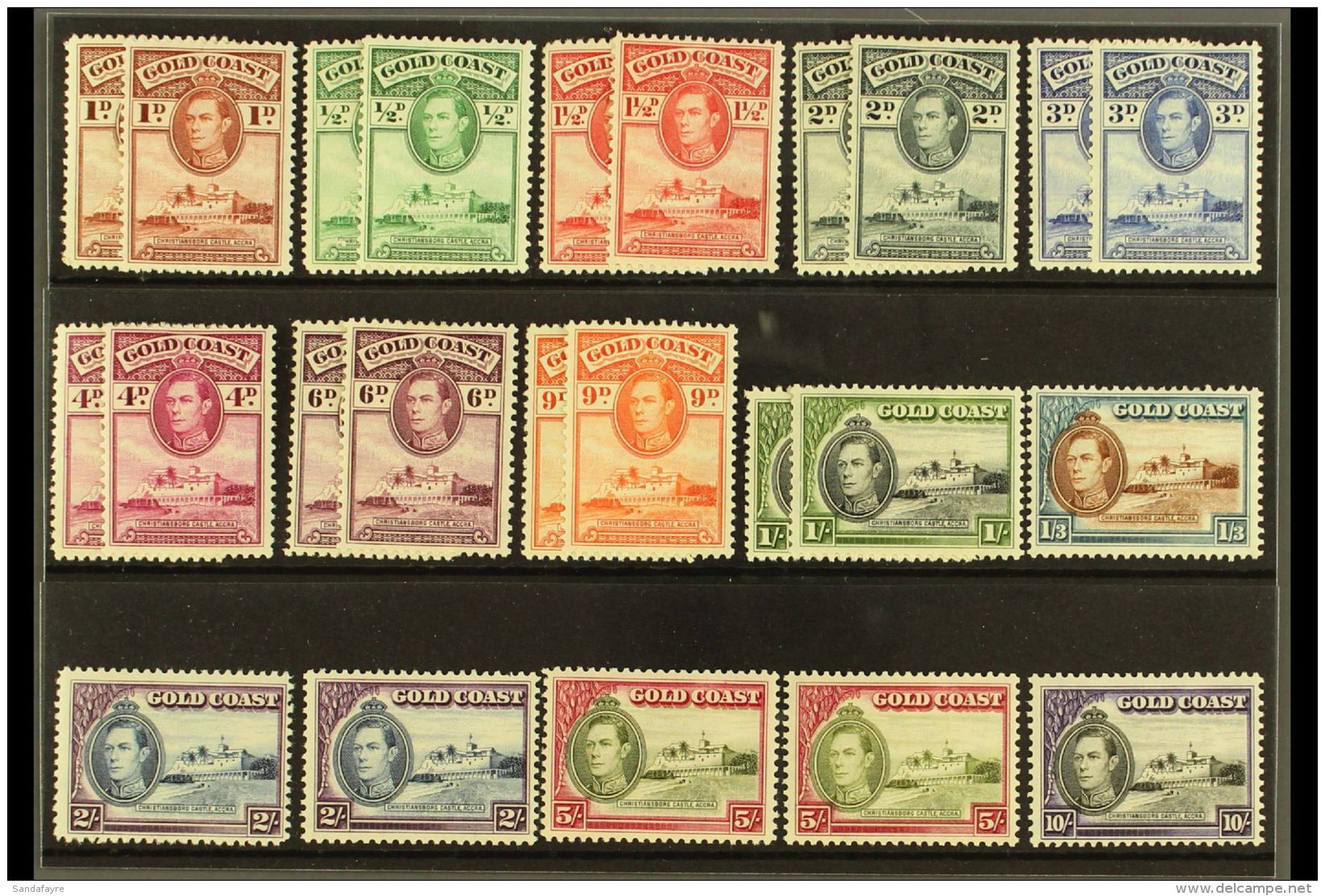 1938-43 Pictorials Complete Set With ALL PERFORATION TYPES, SG 120/32 &amp; 120a/31a, Superb Mint, Very Fresh. (24... - Gold Coast (...-1957)