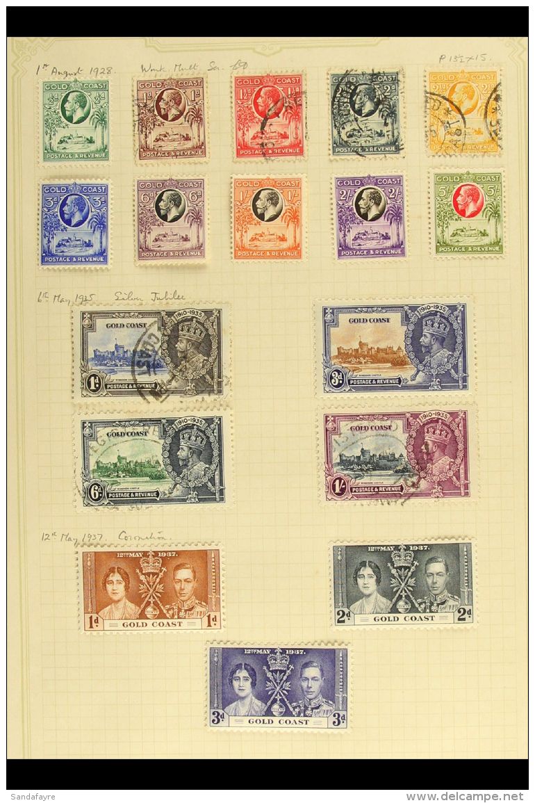 1928-54 ALL DIFFERENT Mint Or Used Collection On Old Album Pages, Includes 1928 Set With 3d To 5s Mint, 1935... - Goldküste (...-1957)