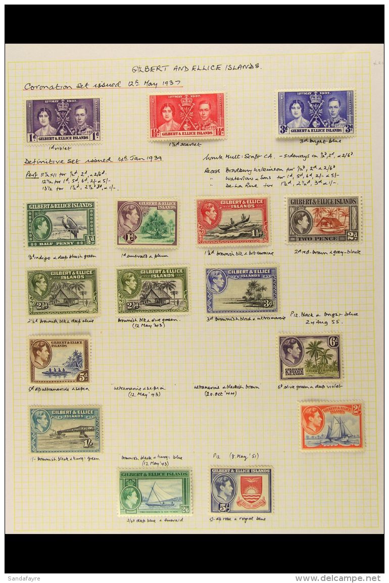 1937-55 VFM KGVI COLLECTION On Album Pages. Includes 1938-55 Pictorial Definitive Set, All Omnibus Issues &amp;... - Gilbert & Ellice Islands (...-1979)